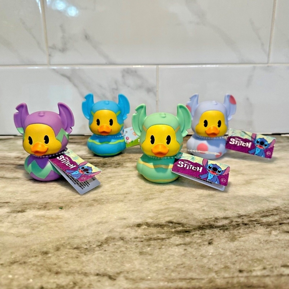 Lot 4 Disney STITCH Rubber Ducks 2025 EASTER Collection Duckie 3" Egg Decor Jeep